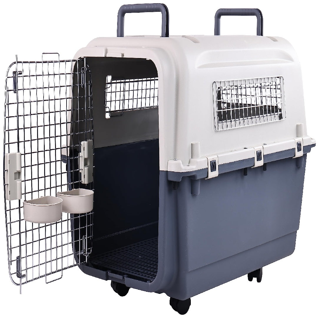 Only Supports Self Pickup Plastic Dog Kennel, Pet Transport, Rolling Plastic Airline Approved Wire Door Travelling Dog Crate, Small - Medium - Large - 5 - CJ