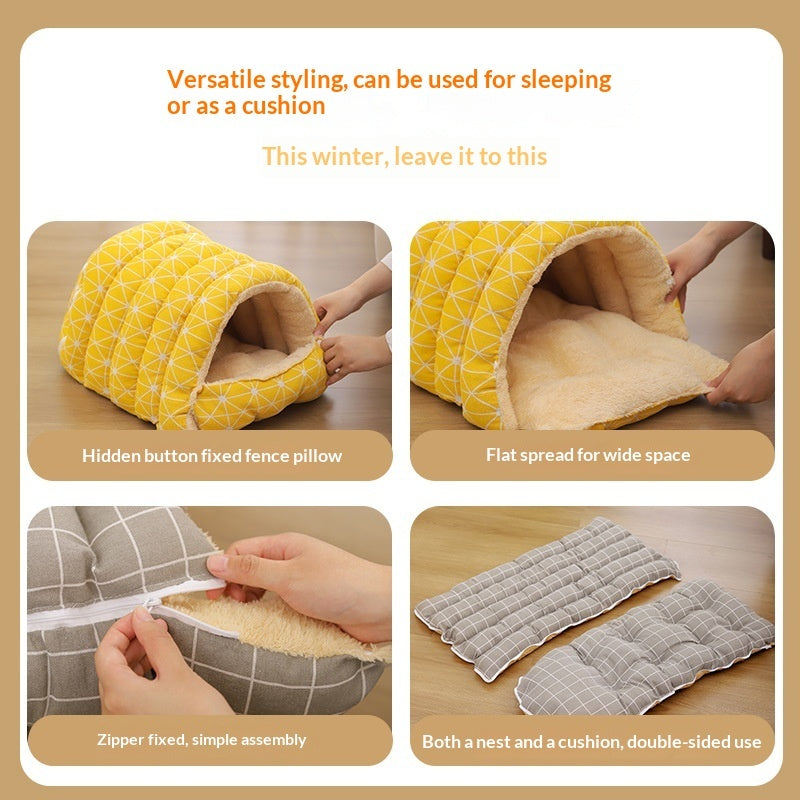 Thickened Insulated Pet Bed With A Closed Design And A Handy Handle - 0 - CJ