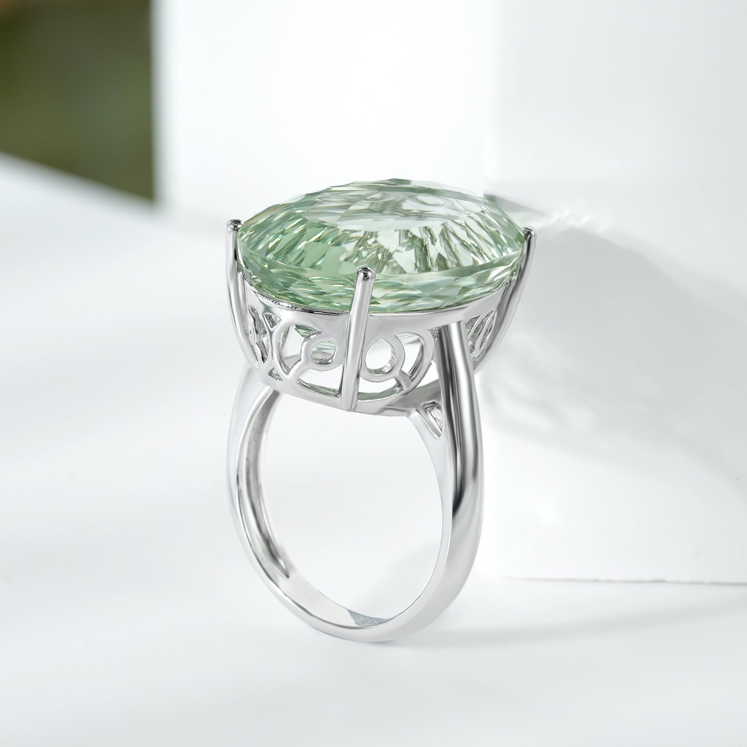 S925 Sterling Silver Green Amethyst Ring For Women Luxury Premium Retro Gem - 4 - CJ