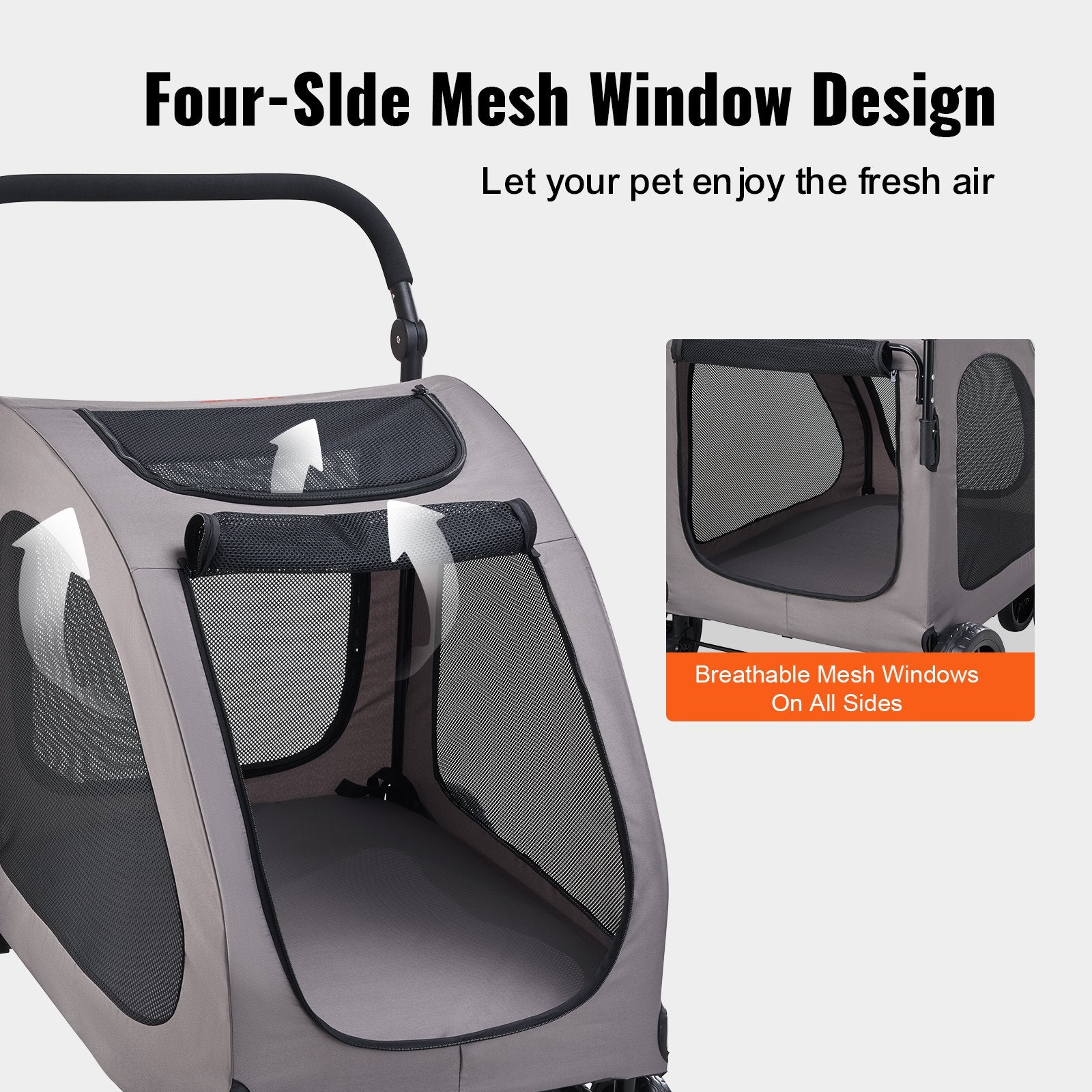 Pet Stroller 4 - Wheels Dog Stroller Carrier 160lbs Weight Capacity Portable - 5 - CJ