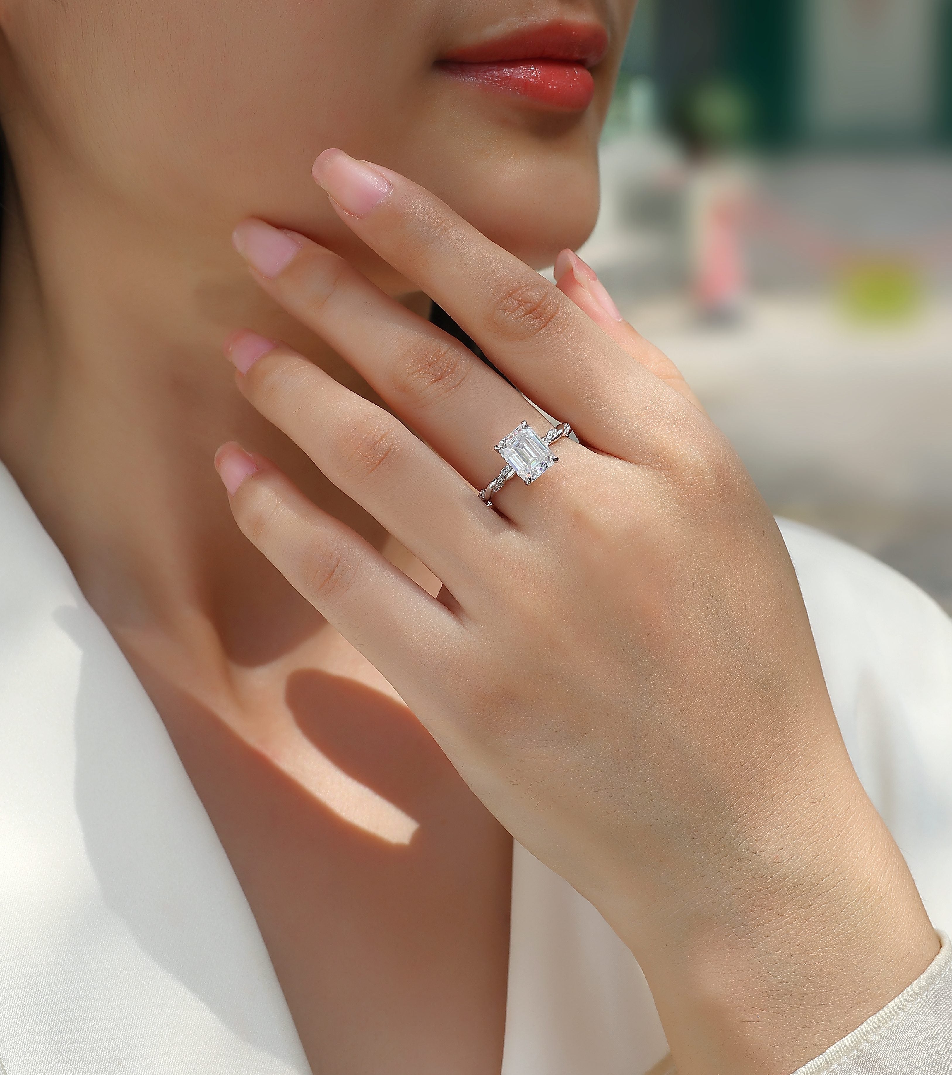 1Chasing Light - A Fashionable Diamond Jewelry Piece Set With Moissanite S925 Sterling Silver And Platinum - plated Diamond Ring Prohibit TikTok sales - 5 - CJ