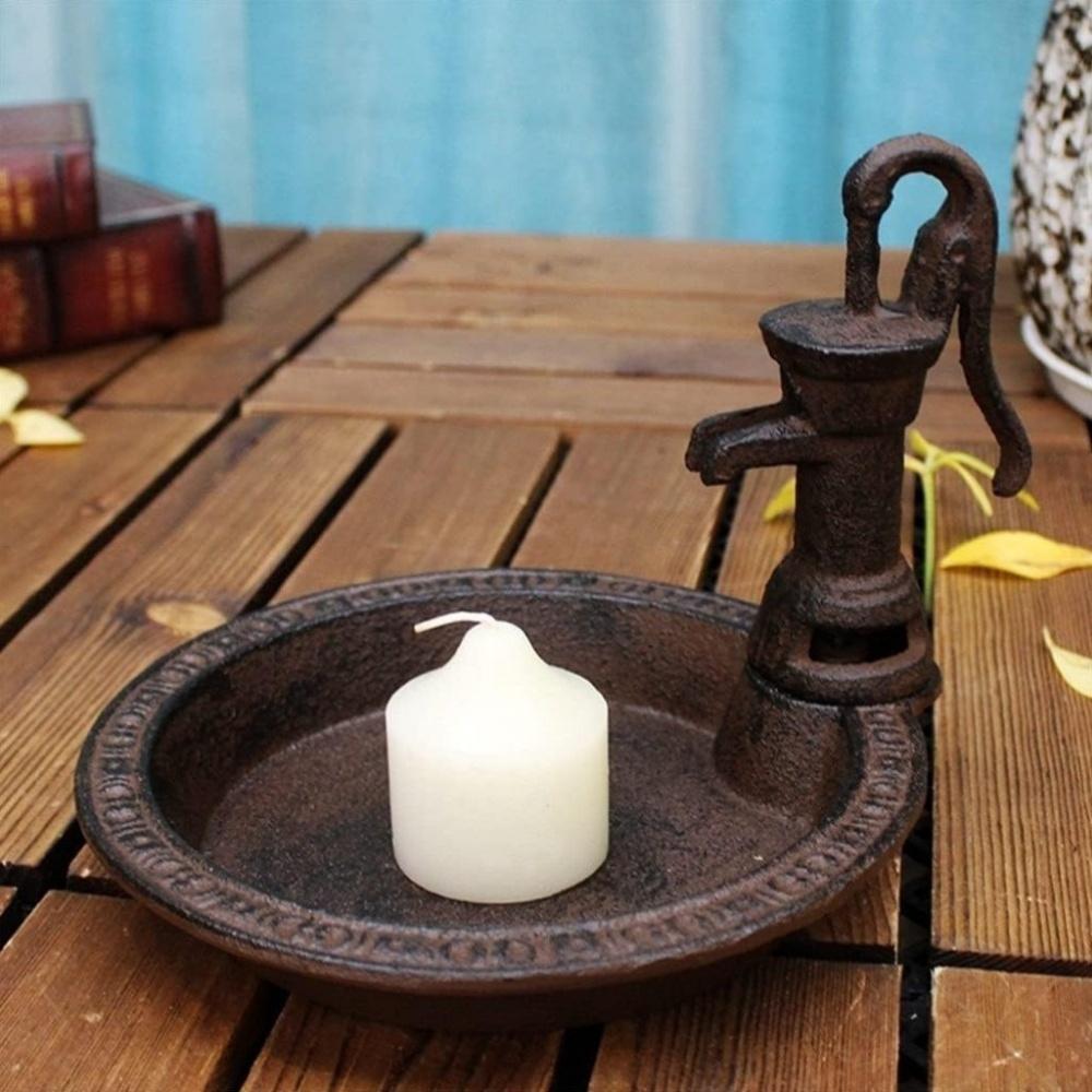 1pcs Rustic Style Cast Iron Vintage Water Pump Round Bird Feeder Outdoor Garden Balcony Decorative Water Feeder And Family Table Storage Tray Valentine's Day Easter Birthday Gift For Bird Lovers - 5 - CJ