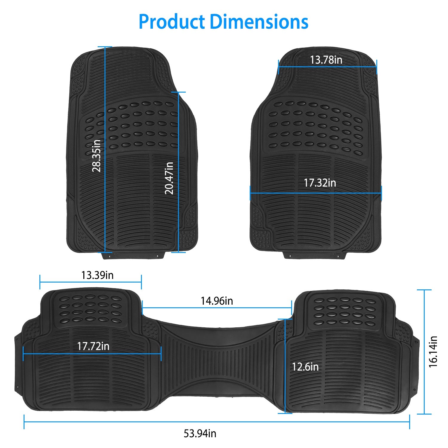 Set Of 3Pcs Automotive Floor Mats Set Front Rear PVC Rubber Floor Mats Heavy Duty Drive Vehicle Car Mats With Trimmable Design Fit Most Cars SUVs Trucks - 5 - cjdropshipping