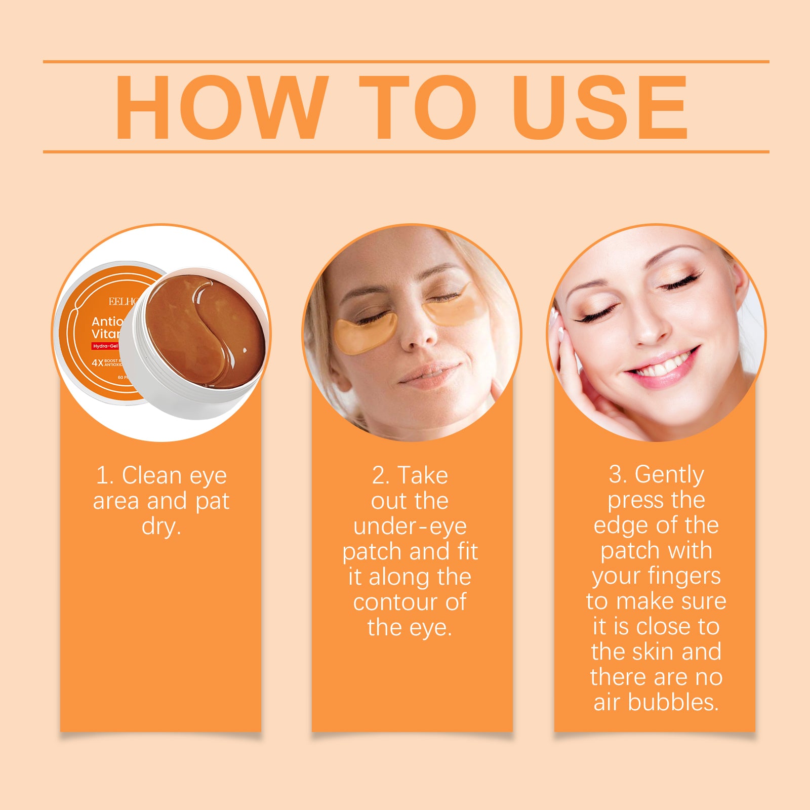 EELHOE Vitamin C Under Eye Patches For Dark Circles Care, Cooling, Moisturizing, Hydrating Eye Area Mask Patches - 5 - CJ