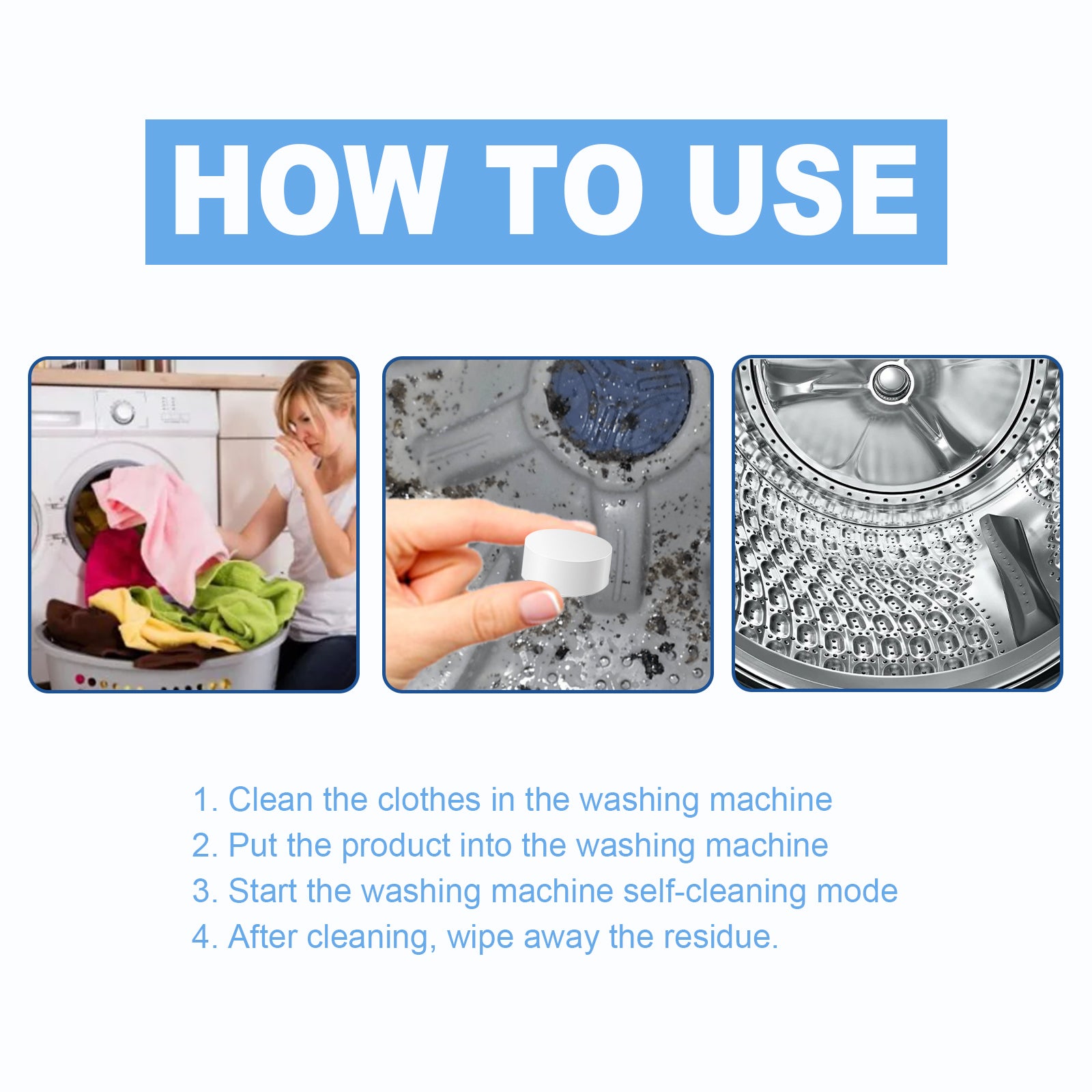 Jaysuing Washing Machine Cleaning Tablets Washing Machine Trough Automatic Roller Cleaning Dirt & Odor Cleaning Tablets - 5 - CJ