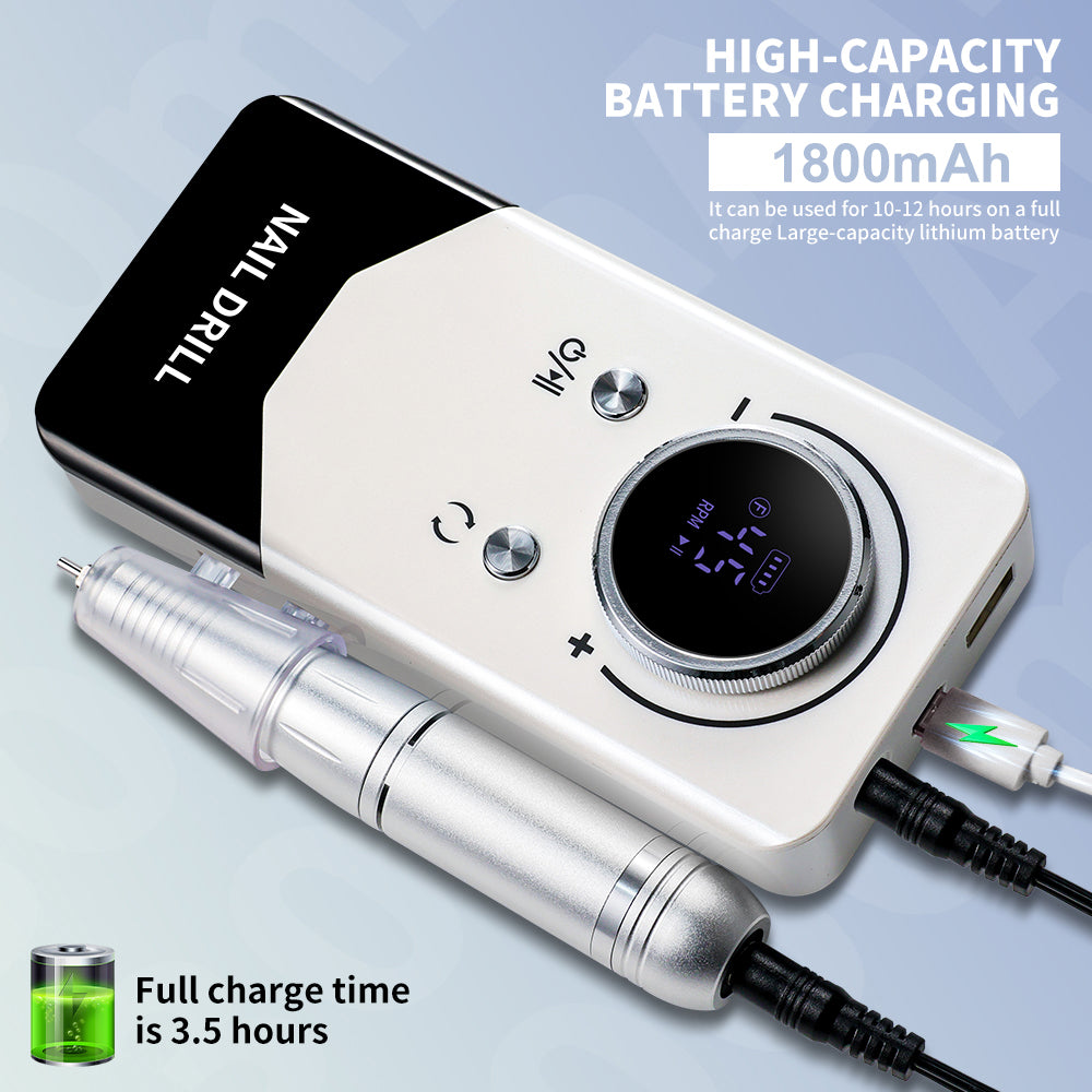 Electric 45000RPM Nail Drill Machine Rechargeable Portable Nail File Electric DIY Nail Drill Kit With Smart LCD Screen For Gel Nail Manicure And Pedicure Reflective Body Etc - 5 - CJ