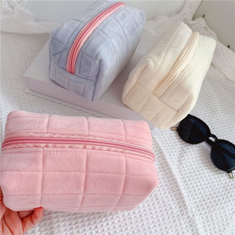 Plush Makeup Bag Checkered Cosmetic Bag Cosmetic Travel Bag Large Zipper Travel Toiletry Bag Portable Multi Functional Capacity Bag Cute Makeup Brushes Storage Bag For Women - 5 - CJ