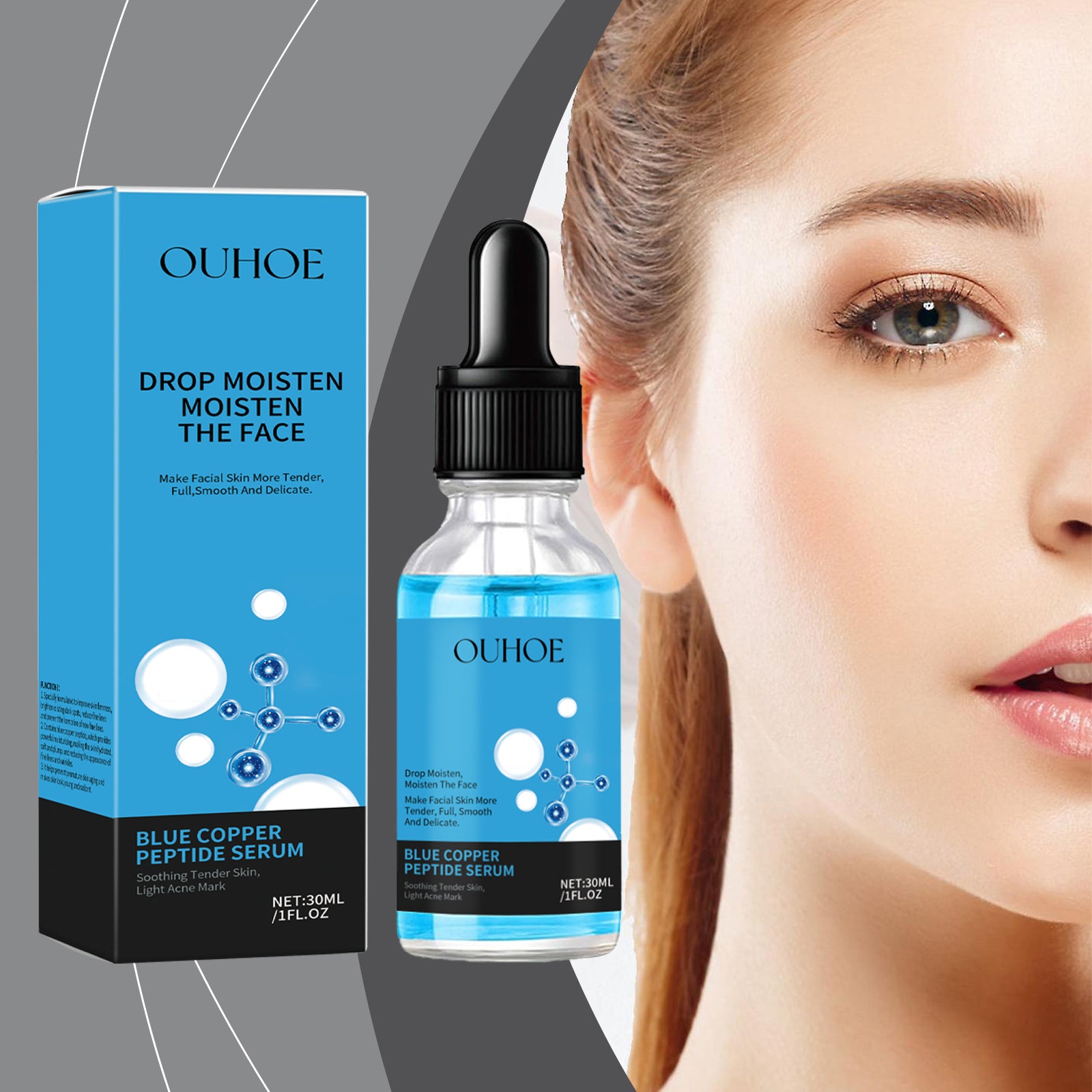 OUHOE Copper Peptide Repair Serum Hydrates, Hydrates, Firming And Firming Facial Skin With Blue Copper Peptide Serum - 5 - CJ