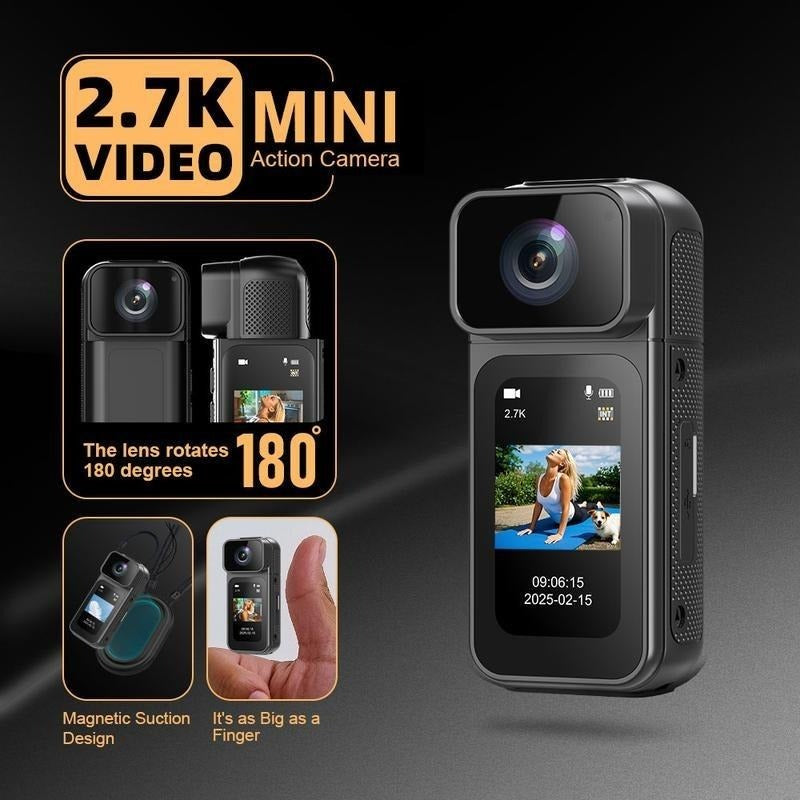 Ormos Mini Action Camera With 180 Degree Rotating Lens - 2.7K Ultra HD Thumb - Sized Camera, Magnetic Mount, WiFi APP Control, Portable Wearable Camera For Outdoor Sports & Daily Vlogging - 5 - CJ