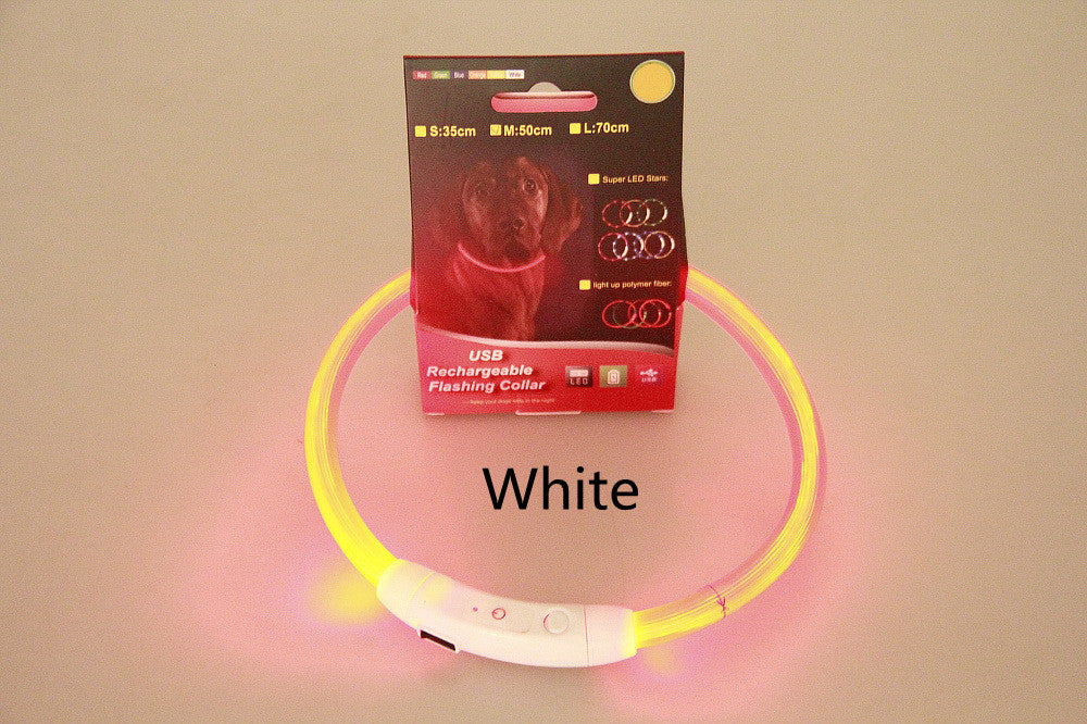 Pet Flashing Collar USB Rechargeable Glowing Necklace Safety Collar Light Up Collars For Night Walking Electric Dog Collar Neon - 0 - CJ - White - Optical fiber 70cm - CJGX134969603CX