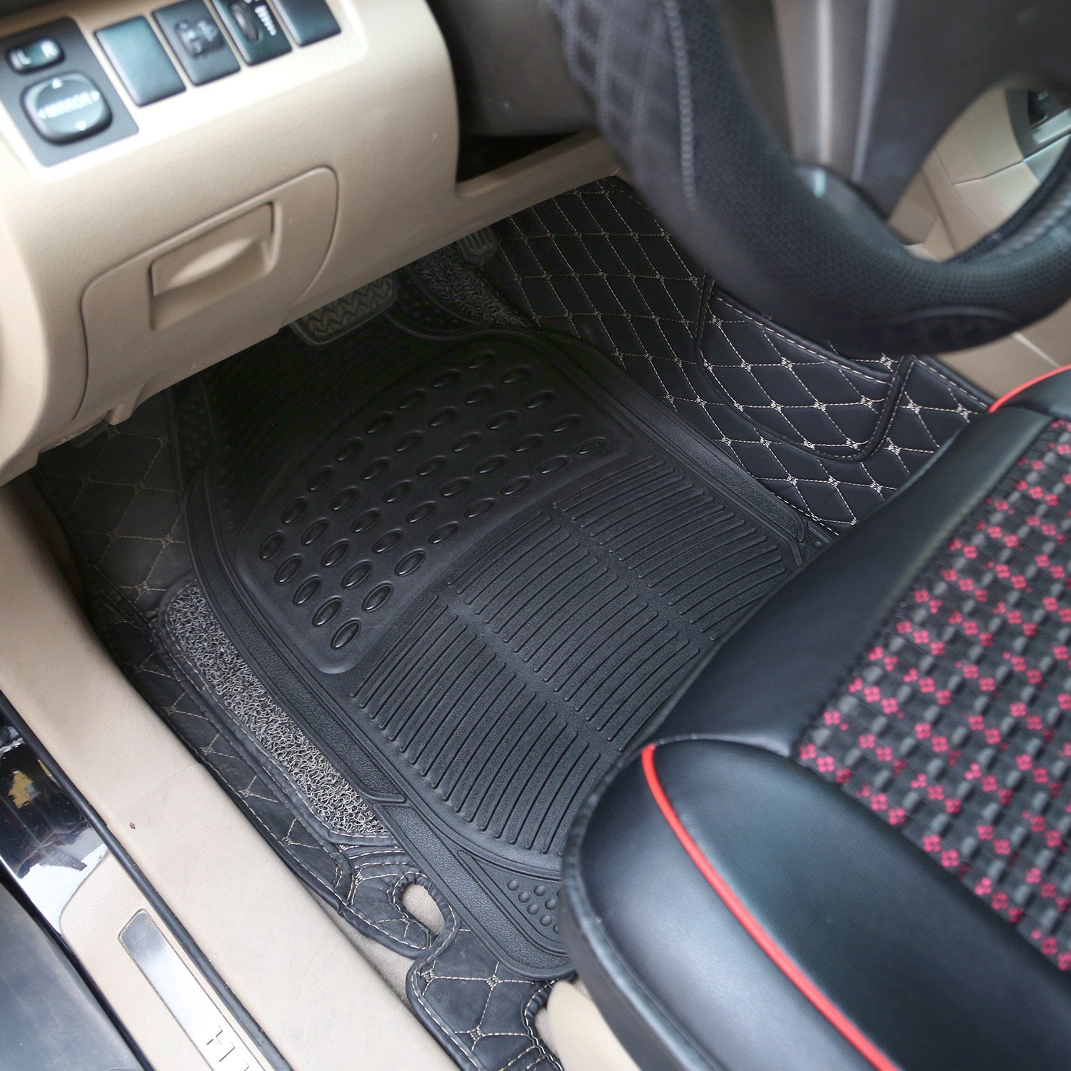 1Set Automotive Floor Mats With Front And Rear PVC Rubber Floor Mats Heavy Duty Drive Vehicle Car Mats With Trimmable Design Fit Most Cars SUVs Trucks - 5 - CJ