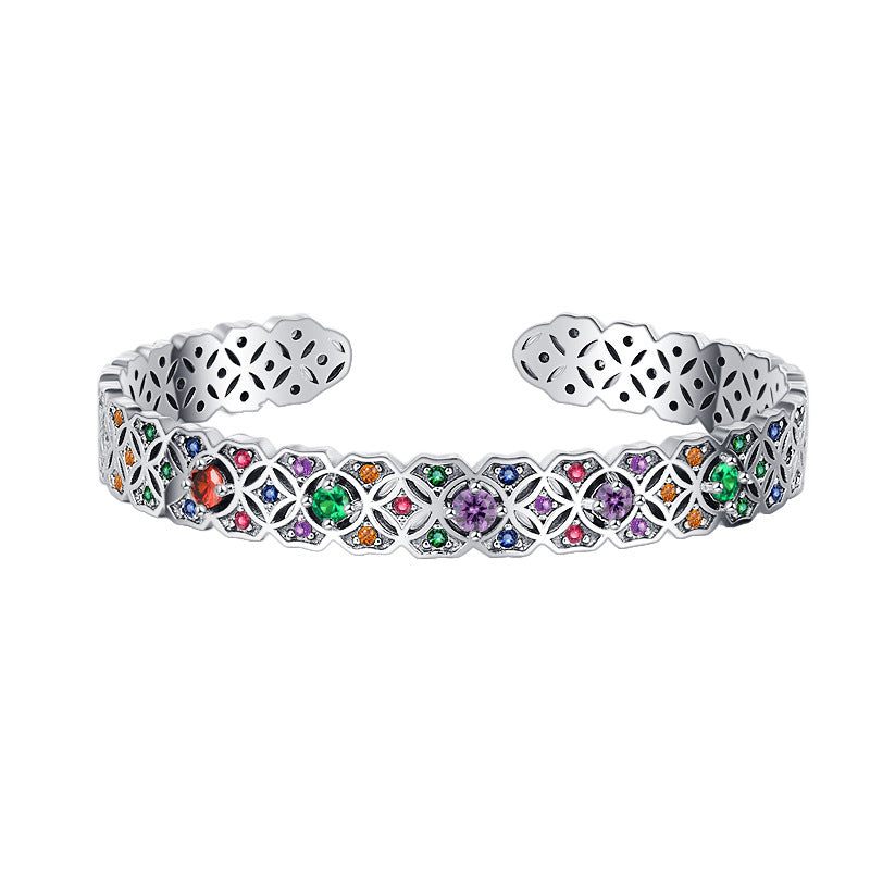 S925 Sterling Silver Totem Bracelet Designed By Minority Antique Hollow Pattern - 4 - CJ