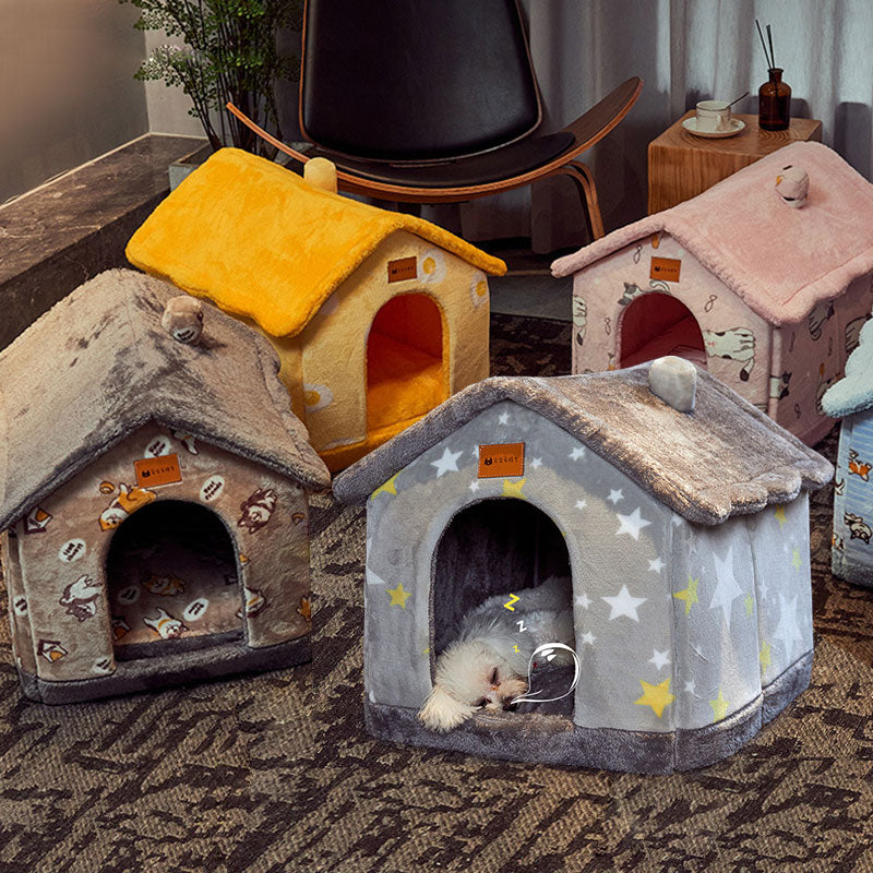 Foldable Dog House Pet Cat Bed Winter Dog Villa Sleep Kennel Removable Nest Warm Enclosed Cave Sofa Pets Supplies - 0 - CJ