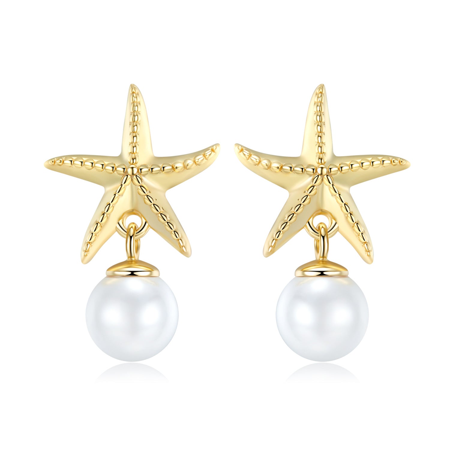 S925 Sterling Silver Starfish Earrings Freshwater Pearl Design - 4 - CJ