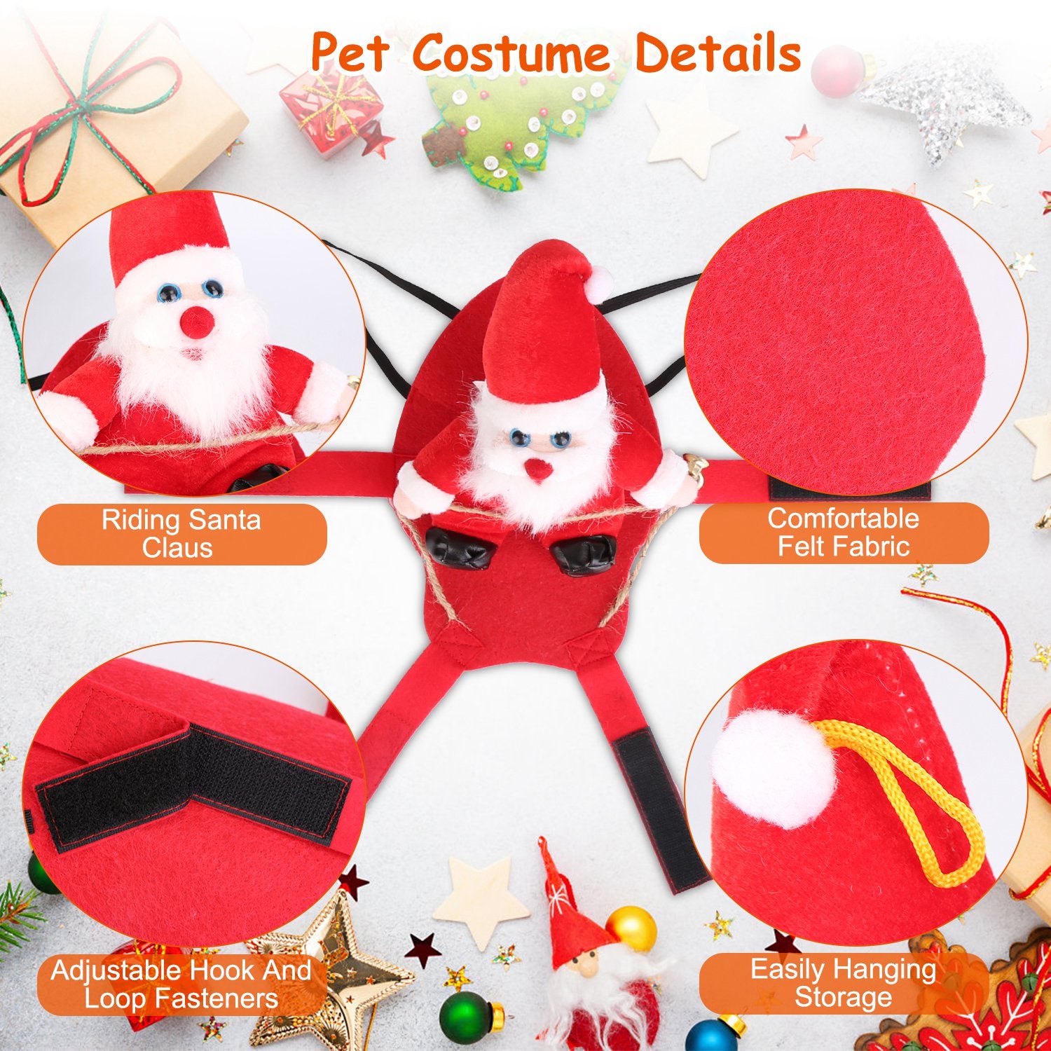 S - M - L - XL Options - 1Pc Pet Christmas Costumes Red Winter Coat For Dog Riding Santa Claus With Bell Clothes New Year Outfit Cosplay Costumes Party Dress Up For Cats - 5 - CJ