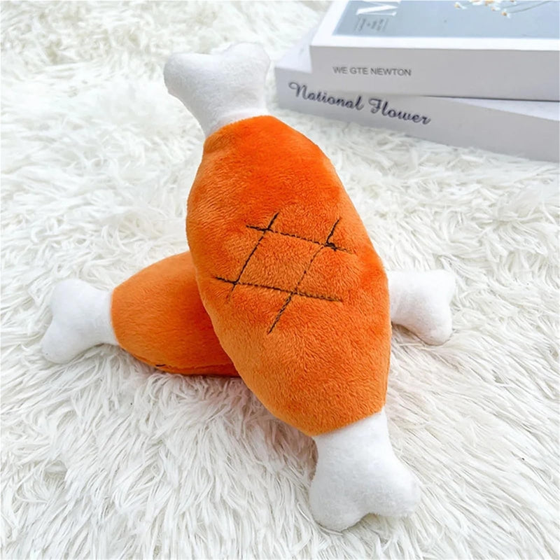 Plush Chicken Leg Dog Chew Toy - Soft Durable Pet Chewing Toy For Small Medium Dogs Puppy Teething Play Supplies - 4 - CJ