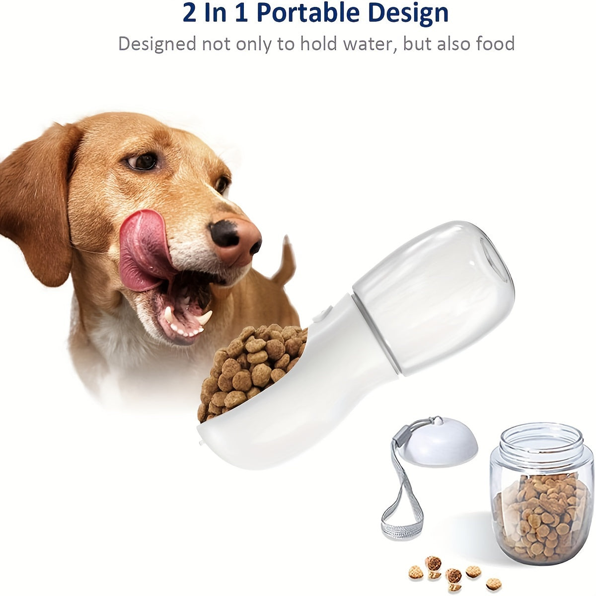 2 In 1 Dog Water Bottle, Leak Proof Portable Pet Water Bottle With Food Container, Outdoor Portable Water Dispenser For Dog, Puppy Supply For Walking, Hiking, Camping, Travel - 5 - CJ