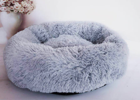 Dog Beds For Small Dogs Round Plush Cat Litter Kennel Pet Nest Mat Puppy Beds - 0 - CJ - Light Grey - 27.6X7.9inch - CJGY136518208HS