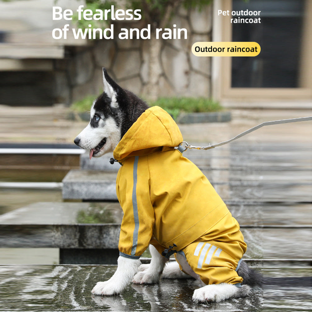 Dog Raincoat With Reflective, Waterproof Dog Rain Jacket With Hood, Leash Hole, Reflective Strap For Small Medium Dogs, Lightweight Puppy Clothes - 5 - CJ