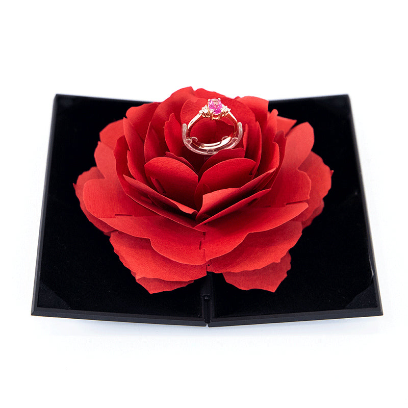 3D Love Box Heart - shaped Rose Flower Rotating Ring Box Valentines Day Gift - 4 - CJ