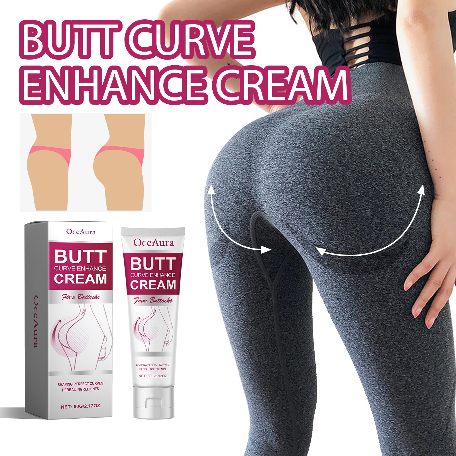 OceAura Butt Curve Enhance Cream, Hip Massage Firming Skin Slimming Show Figure Curve Ass Beautiful Buttock Cream - 5 - CJ