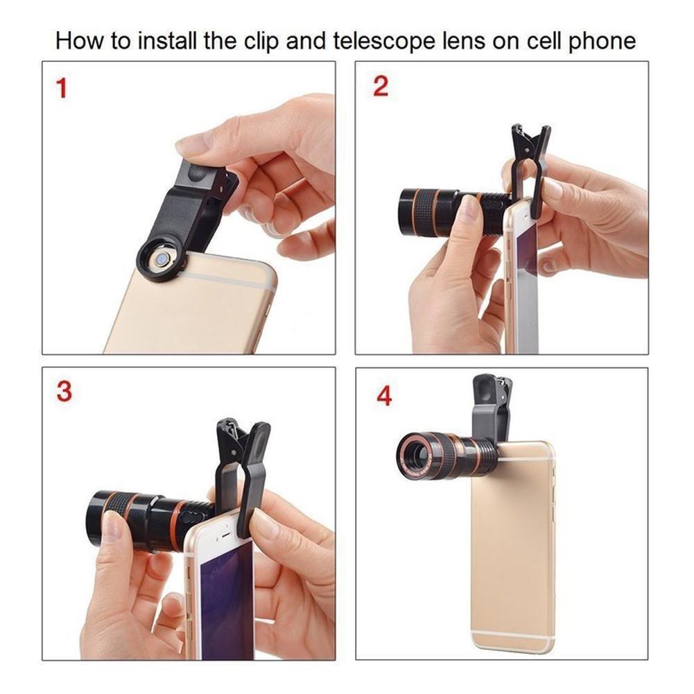 HD 8X Clip On Optical Zoom Telescope Camera Lens For Universal Mobile Cell Phone - 5 - CJ
