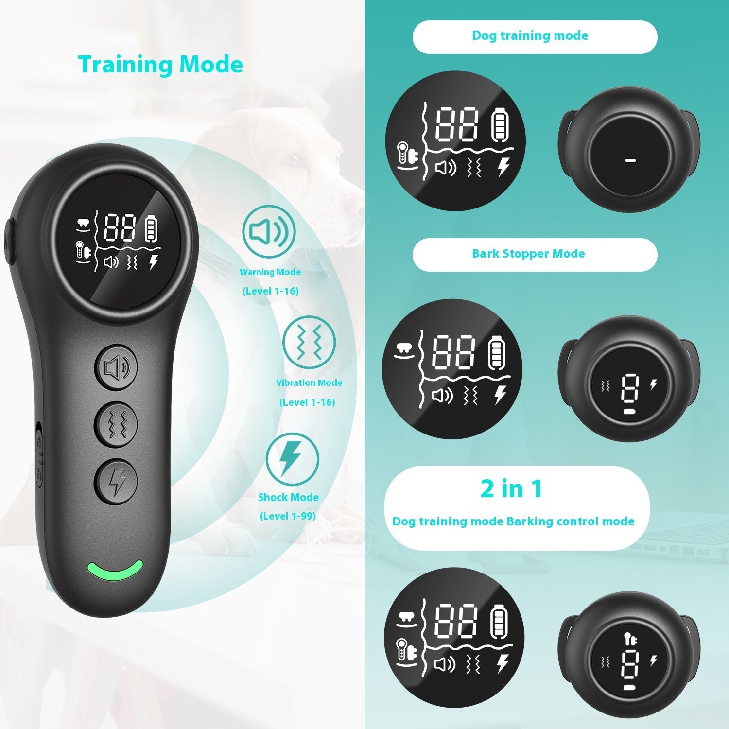 Multiple Training Modes Smart 3 - in - 1 Dog Trainer Bark Stopper - 0 - CJ