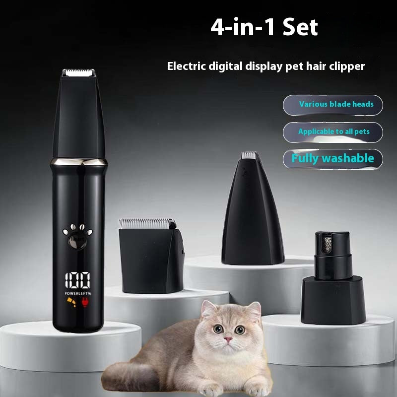 Electric Pet Shaver 4 - in - 1 Set Digital Display Washing Dog Cat Scissors - 0 - CJ