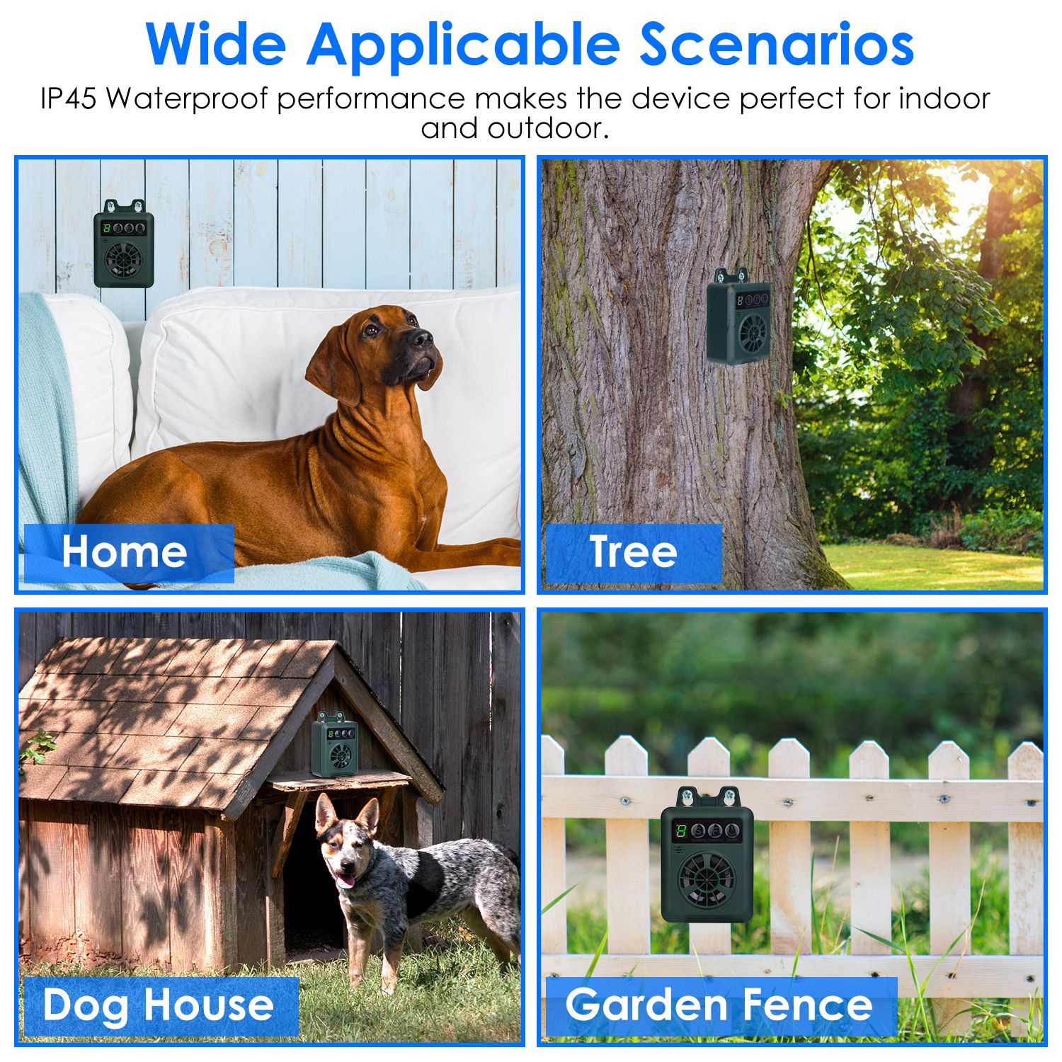 1Pc Anti - barking Device 49.2Feet Sensing Ultrasonic Bark Deterrent With 4 Frequency Levels 4 Sensitivity Levels Indoor Outdoor Dog Bark Control - 5 - CJ