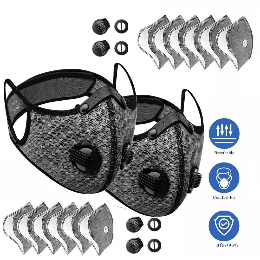 Sport Mask Cycling Face Mask Activated Carbon Filter Breathing Valves With Filter - 5 - CJ
