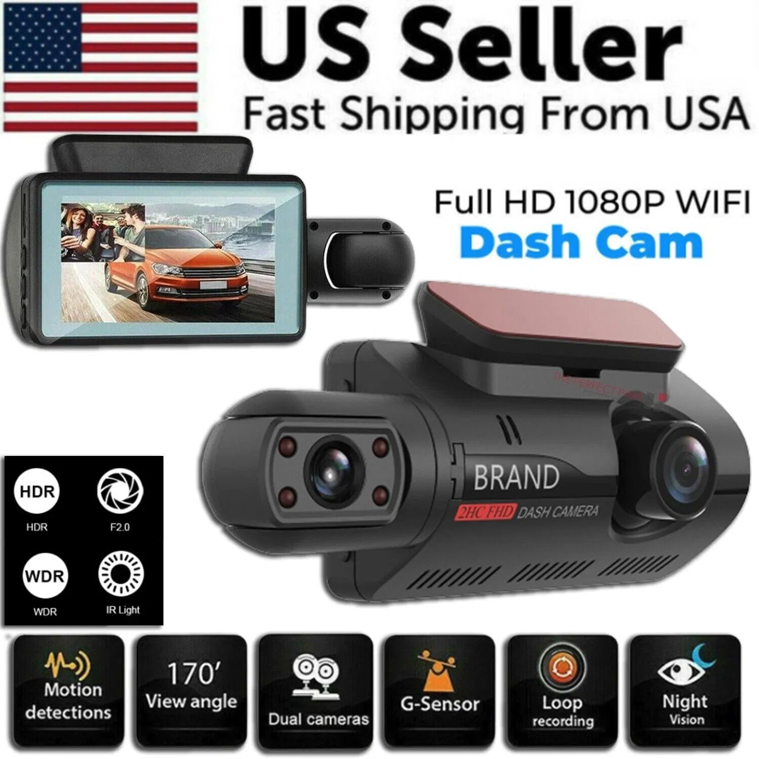 1080P Dual Lens Car DVR Dash Cam Video Recorder G - Sensor Front And Inside Camera - 5 - CJ