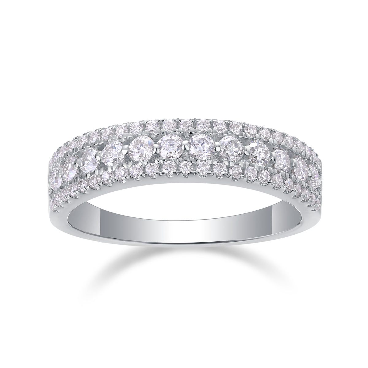 1Luxury Fashion Multi - row Diamond Ring With Moissanite Silver Ring Prohibit TikTok sales - 5 - CJ