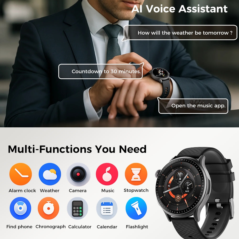 Round Screen Smartwatch, 1.43in HD 3ATM Waterproof, Equipped With Heart Rate Detection, Sleep Monitoring, And Step Tracking,100 Sports Modes Movement Monitor Holiday Gifts Fashion Watches - 5 - CJ