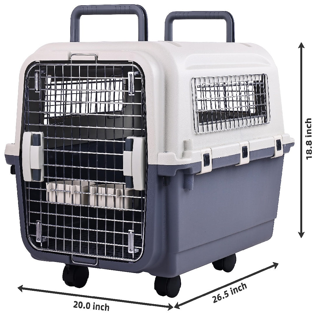 Only Supports Self Pickup Plastic Dog Kennel, Pet Transport, Rolling Plastic Airline Approved Wire Door Travelling Dog Crate, Small - Medium - Large - 5 - CJ