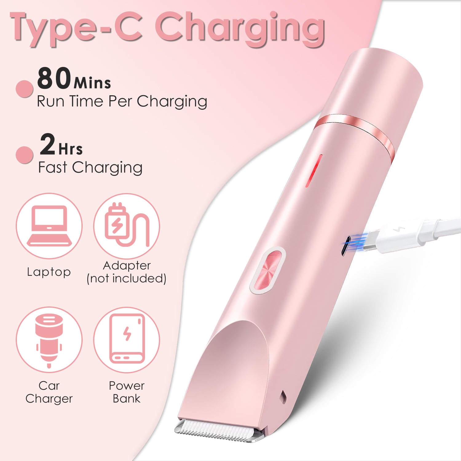 1Pc 2 In 1 Bikini Trimmer For Women Dual Head Cordless Body Shaver IPX7 Waterproof Rechargeable Pubic Hair Razor Wet And Dry Use For Bikini Underarm Leg Arm Body Face - 5 - CJ