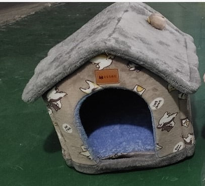 Foldable Dog House Pet Cat Bed Winter Dog Villa Sleep Kennel Removable Nest Warm Enclosed Cave Sofa Pets Supplies - 0 - CJ