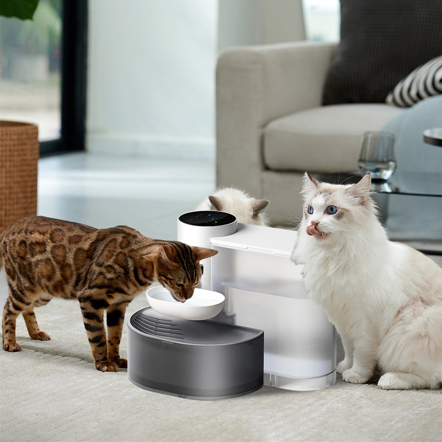 1Pc Smart Pet Water Fountain Automatic Cat Water Dispenser 3L Cordless Rechargeable Dog Water Fountain Self - Refill With 3 Adjustable Volume 3 Time Intervals Touch Control - 5 - CJ