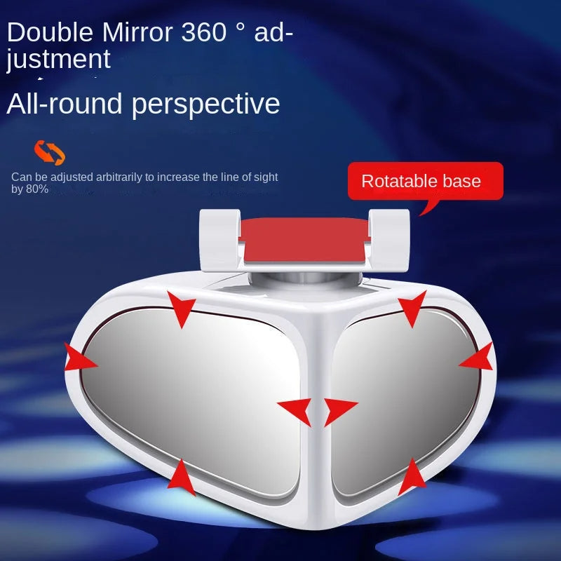 Car Reversing Small Round Mirror Front And Rear Wheel Wide - Angle Mirror Double - Sided Auxiliary Rearview 360 Adjustable Wide Angle Side Rear View Mirror For Car - 5.0 - CJ
