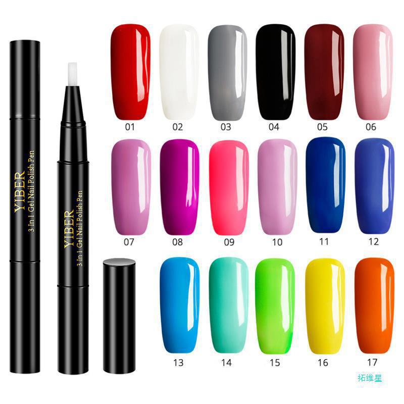 5pcs Nail Polish Pen 3 In 1 One Step Glue Pen Multicolor - 0 - CJ