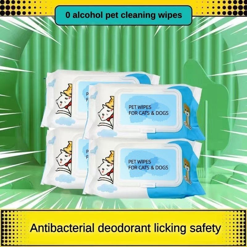 Dog Cat Pet Wet Wipes For Paws And Butt, EarsEyes Plant - based Pet Wipes, Unscented DogWipes, Cleaning Deodorizing, Paw Wipes ForDogs Cats Pets - 5 - CJ