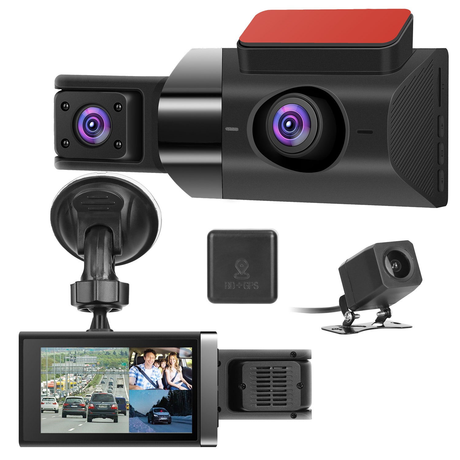 2K Car DVR 3 Channel Dash Cam Camcorder Camera Recorder With 140 Degree Angle GPS WiFi Night Vision G - sensor Loop Recording Parking Monitor - 5.0 - cjdropshipping