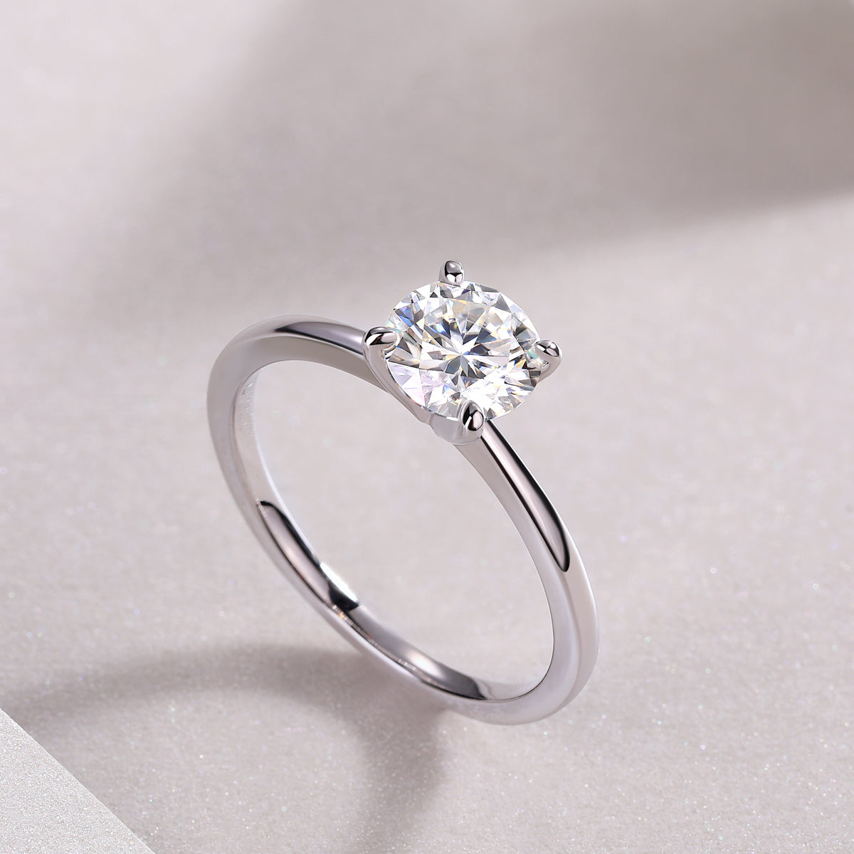 1Classic 4 Prong Diamond Ring Luxury Fashion Set Moissanite Silver Ring Prohibit TikTok sales - 5 - CJ