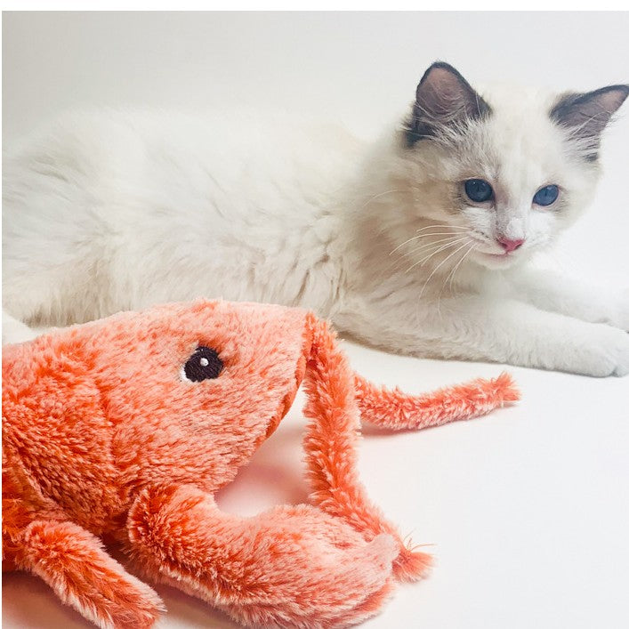 Pet Toys Electric Jumping Shrimp USB Charging Simulation Lobster Funny Cat Plush Pets Toy - 0 - CJ