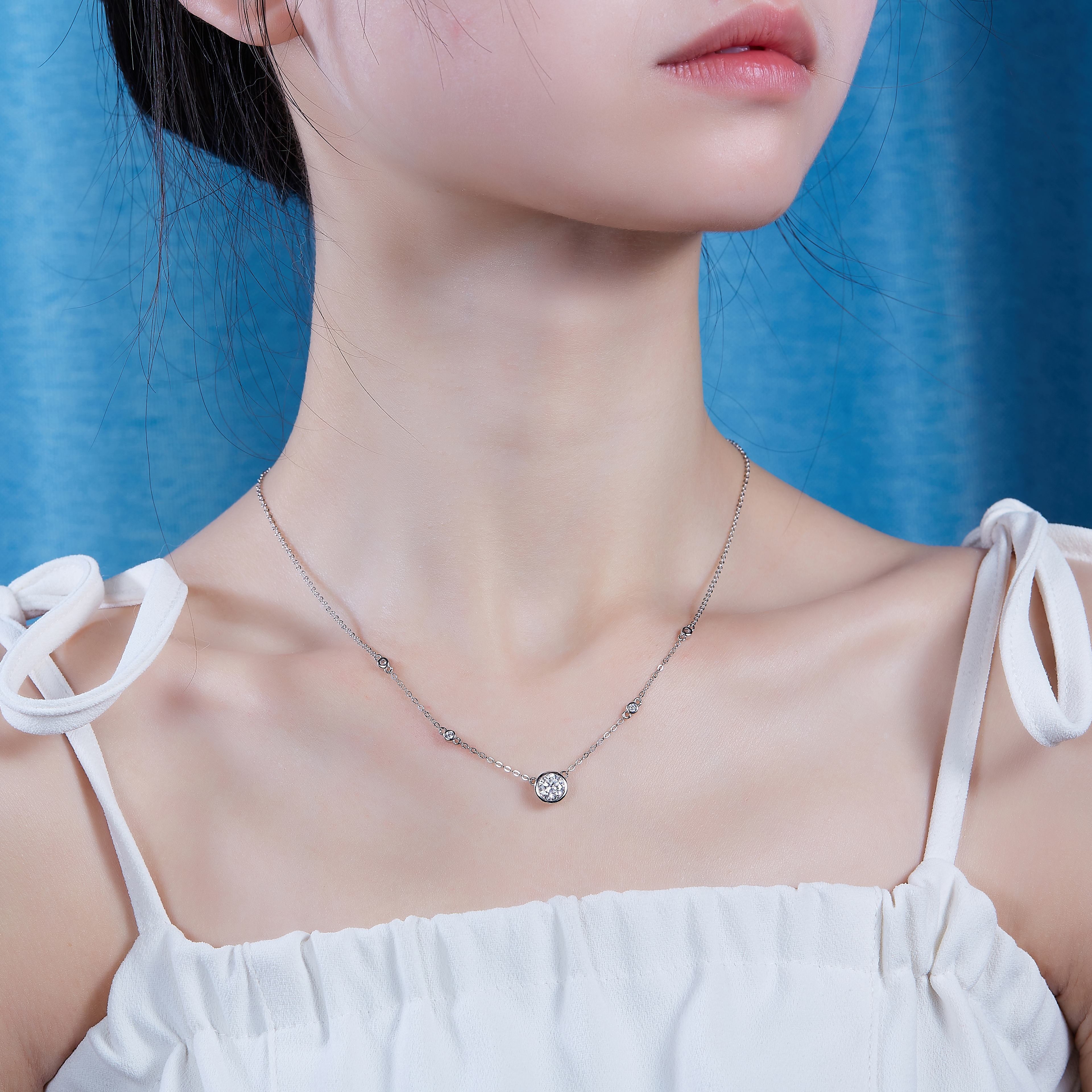 1Natural Reverie - A Fashionable And Luxurious Diamond Jewelry Pendant Set With 1 - carat Moissan Diamond S925 Sterling Silver And Platinum Plating Prohibit TikTok sales - 5 - cj