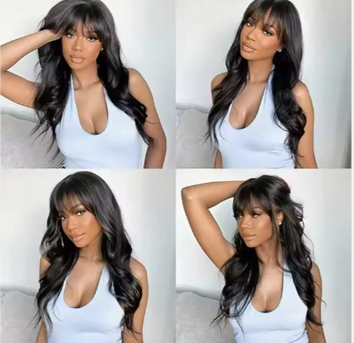 Pre Everything Glueless 13x5 Body Wave Lace Front Wig With Bangs Hd Pre Cut Lace Human Hair Wig For Black Women - 5 - CJ