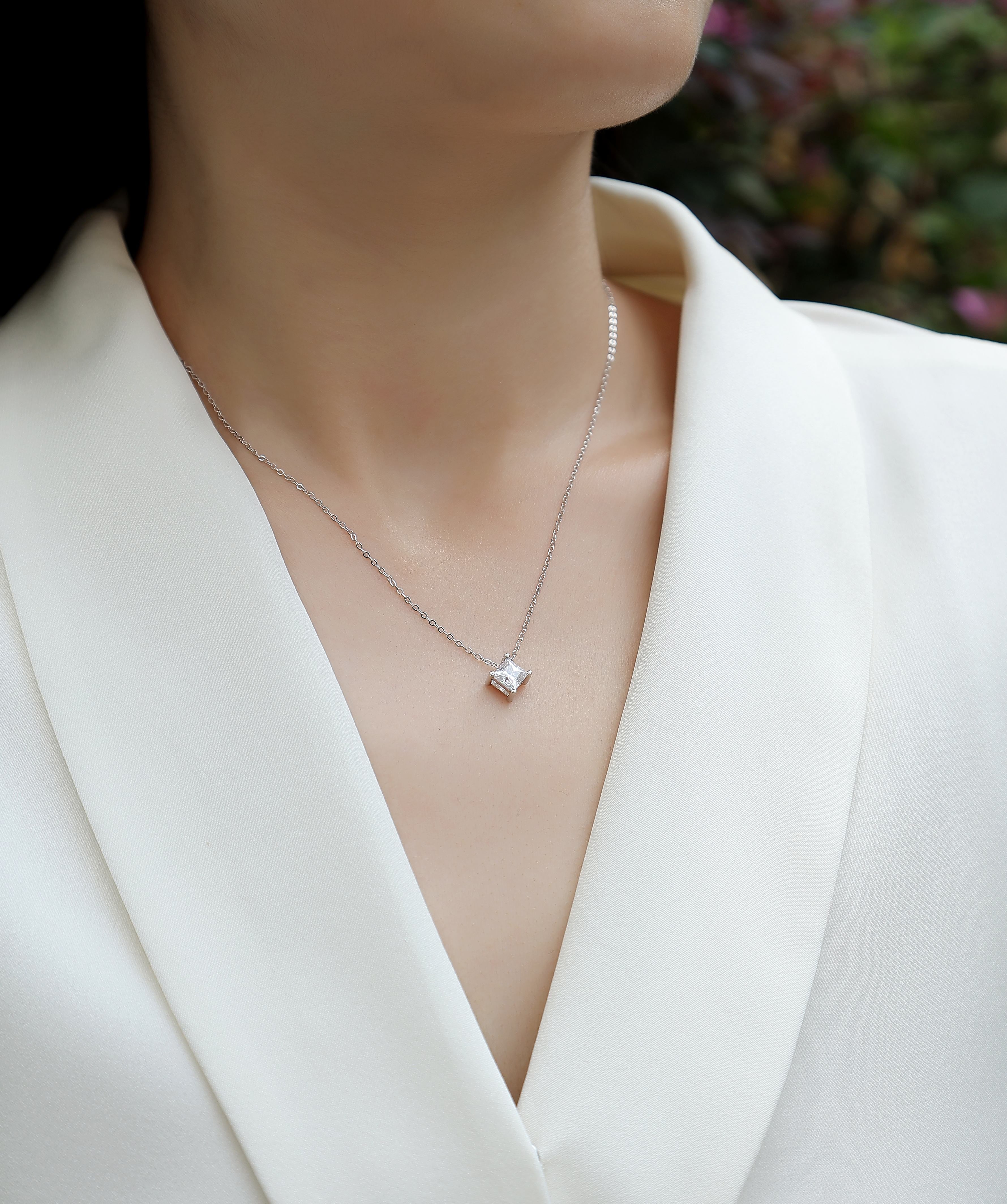 1Stay Together - A Fashionable And Luxurious Diamond Jewelry Pendant Set With Square Moissanite S925 Sterling Silver. Prohibit TikTok sales - 5 - CJ