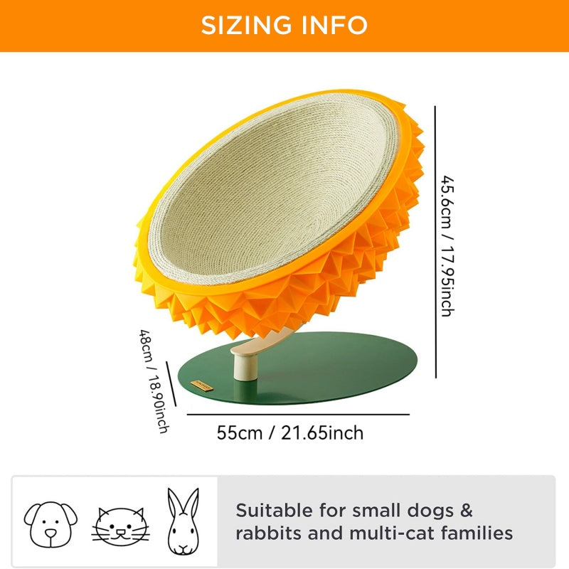 Durian Shape Cat Scratching Bed Cat House - Comfortable Sisal Rope Scratching Board With PVC Plastic Combination, 3 In 1 Cat Resting Bed - Suitable For Cat Claw Care, Cute And Sturdy Assembled Pet Fur - 5 - CJ
