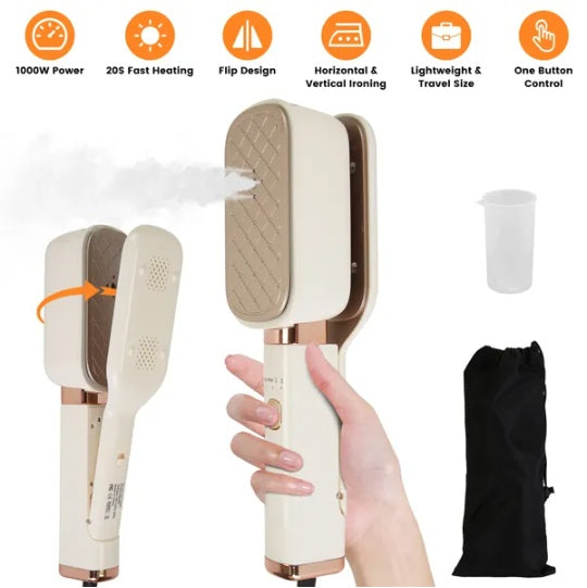 3 In 1 Travel Steamer For Clothes, 1000W Handheld Garment Steamer With 180 Rotating Head - Flat Iron, Hanging & Clip Steamer, Dry Wet Ironing, 20OZ Leak - Proof Tank, Lightweight For Travel Home - 5 - CJ