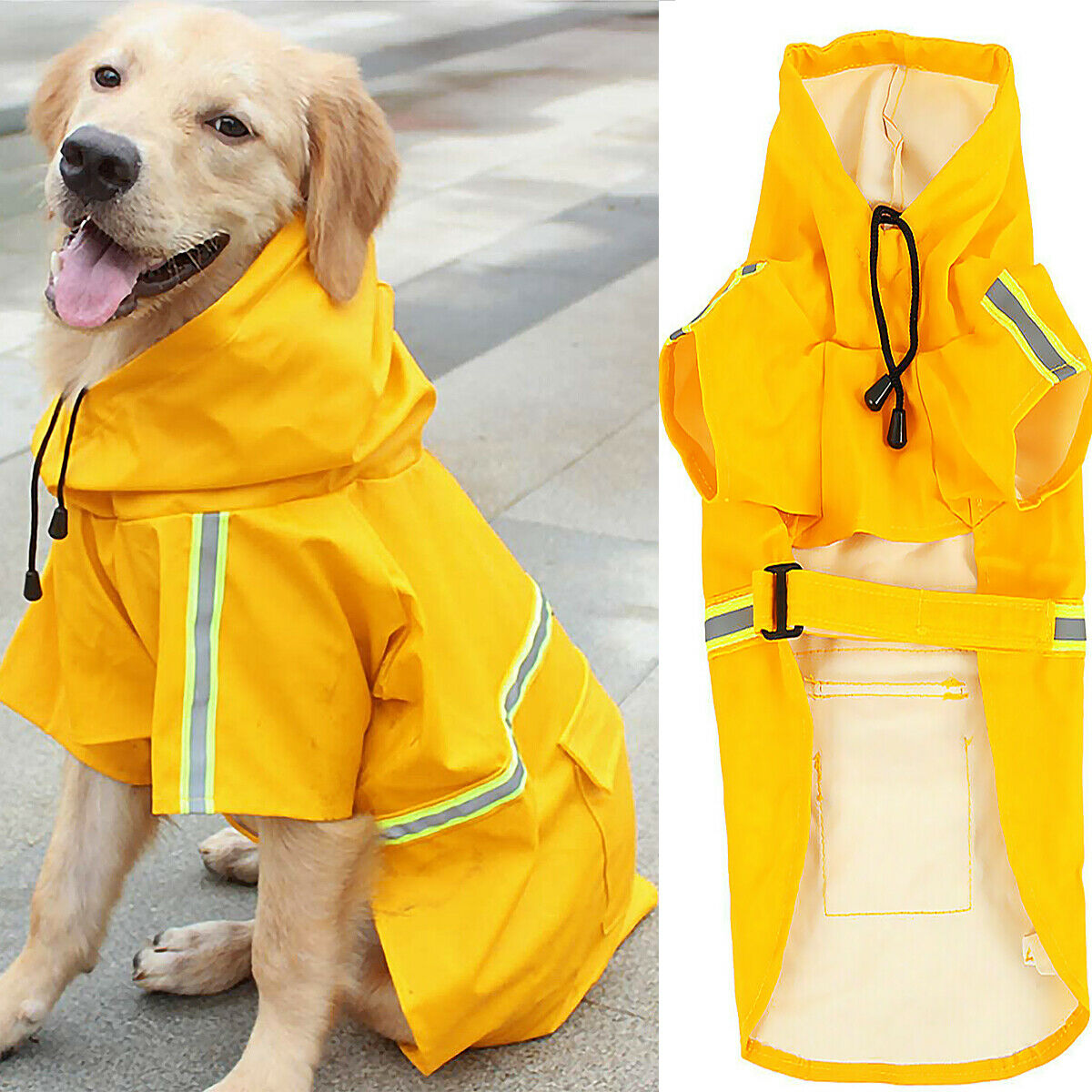 Dog Raincoat,Waterproof Dog Rain Jacket With Safety Reflective Stripe,Hooded Slicker Dachshund Doggy Dog Poncho With Leash For Dogs And Puppies - 5 - CJ