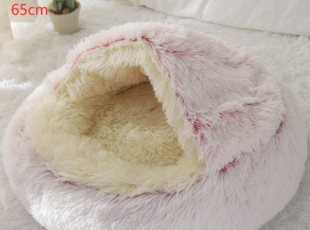 2 In 1 Dog And Cat Bed Pet Winter Bed Round Plush Warm Bed House Soft Long Plush Pets Bed Pet Products - 0 - CJ
